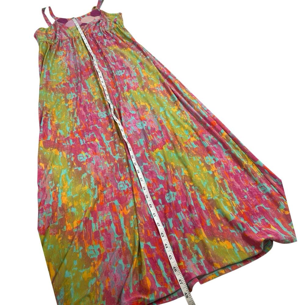 Nine West Size 6 Colorful Abstract Print Maxi Dress Embroidered Circles - Picture 10 of 10